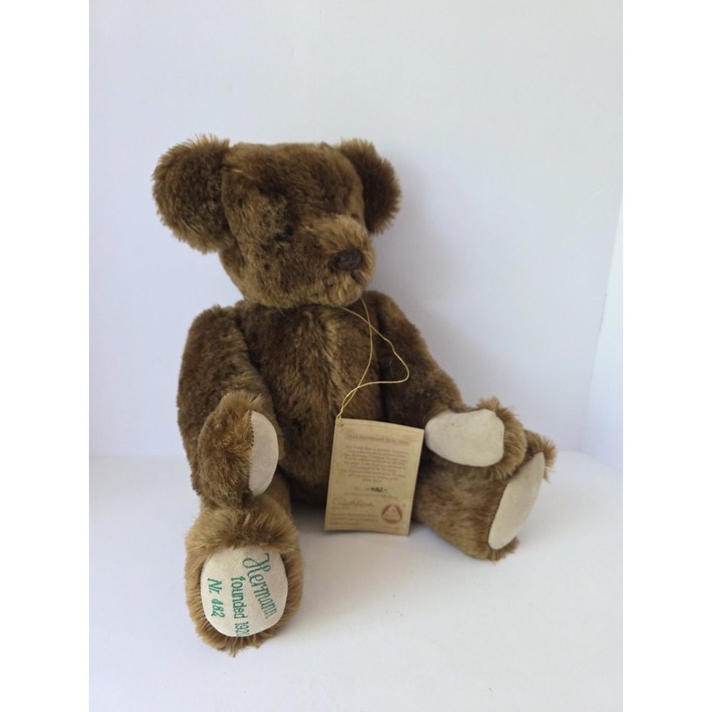 Hermann Teddy Bear 1920 Anniversary 1995 #482 growler Germany mohair w/ tag